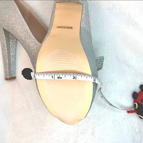 De Blossom Collection Heel Silver Sparkle Peep Toe Carina-102 - Picture 14 of 16